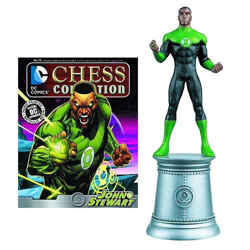 DC Superhero Green Lantern John Stewart White Bishop Chess Piece with Collector Magazine